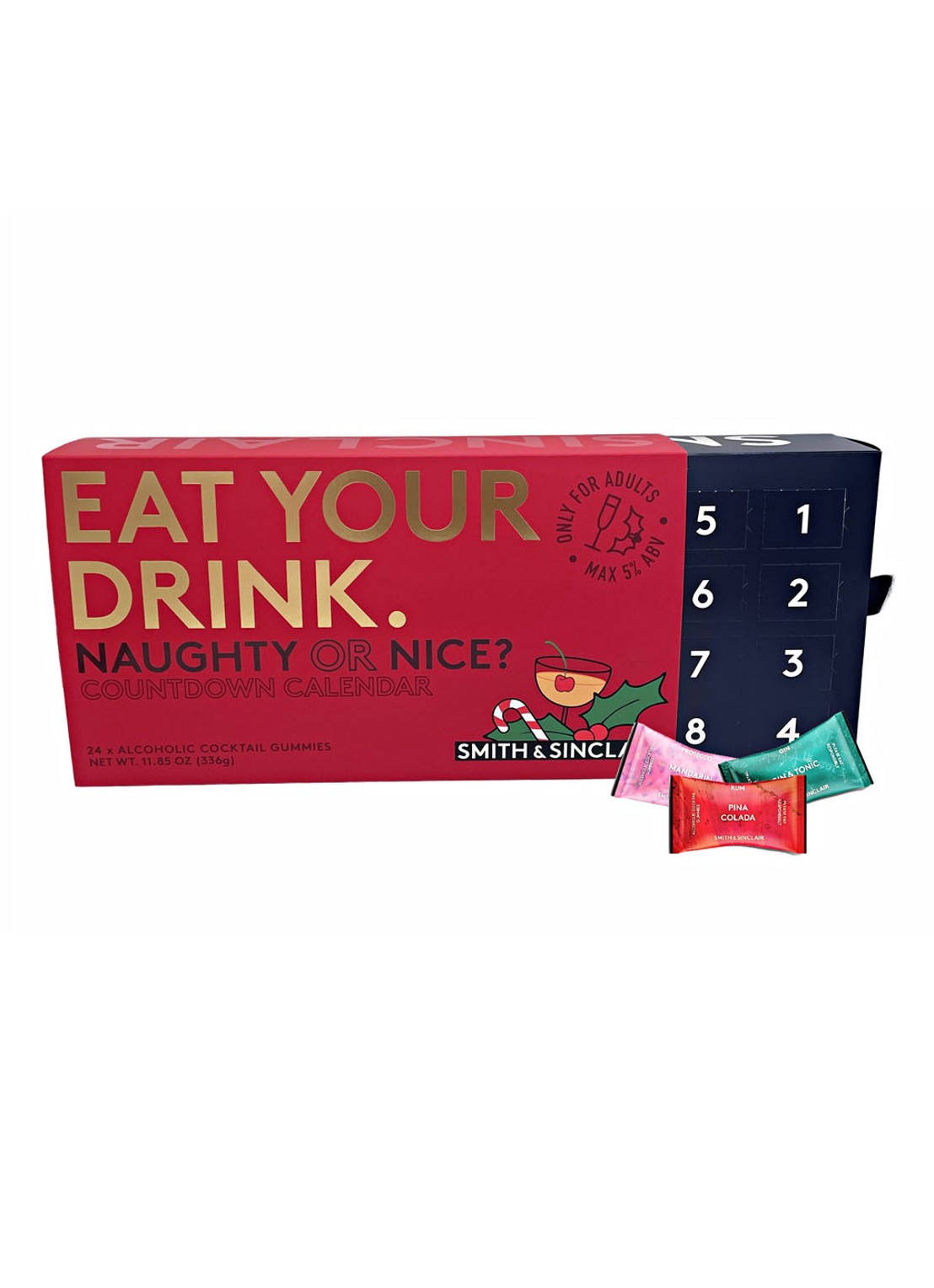 Smith & Sinclair Eat Your Drink: Naughty or Nice Alcoholic Gummies adventskalender 24 stuks - voorkant undefined