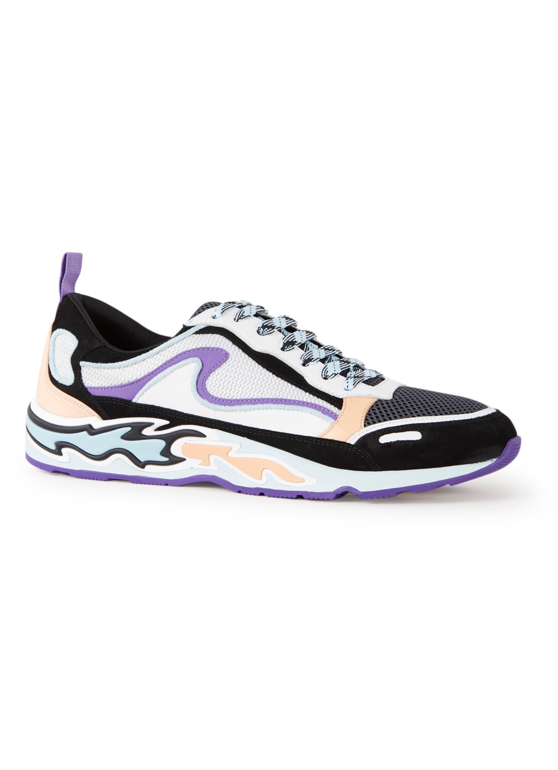 Sneaker met suède details - voorkant 4 zwart