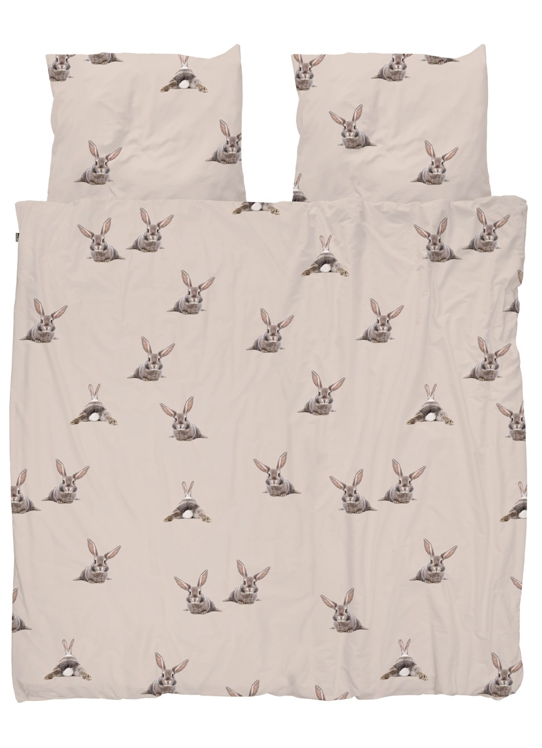 Snurk Bunny dekbedovertrekset van  katoen 160 TC - inclusief kussensloop - voorkant 2 beige