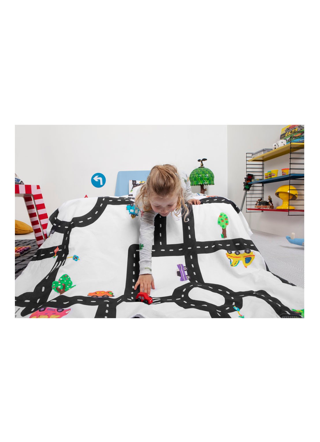 Snurk Clay Traffic katoenen dekbedovertrekset 160TC  - inclusief kussenslopen - detail wit