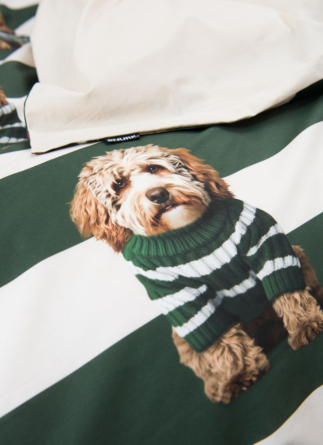 Snurk Labradoodle dekbedovertrekset van katoen 160TC - inclusief kussenslopen - detail groen