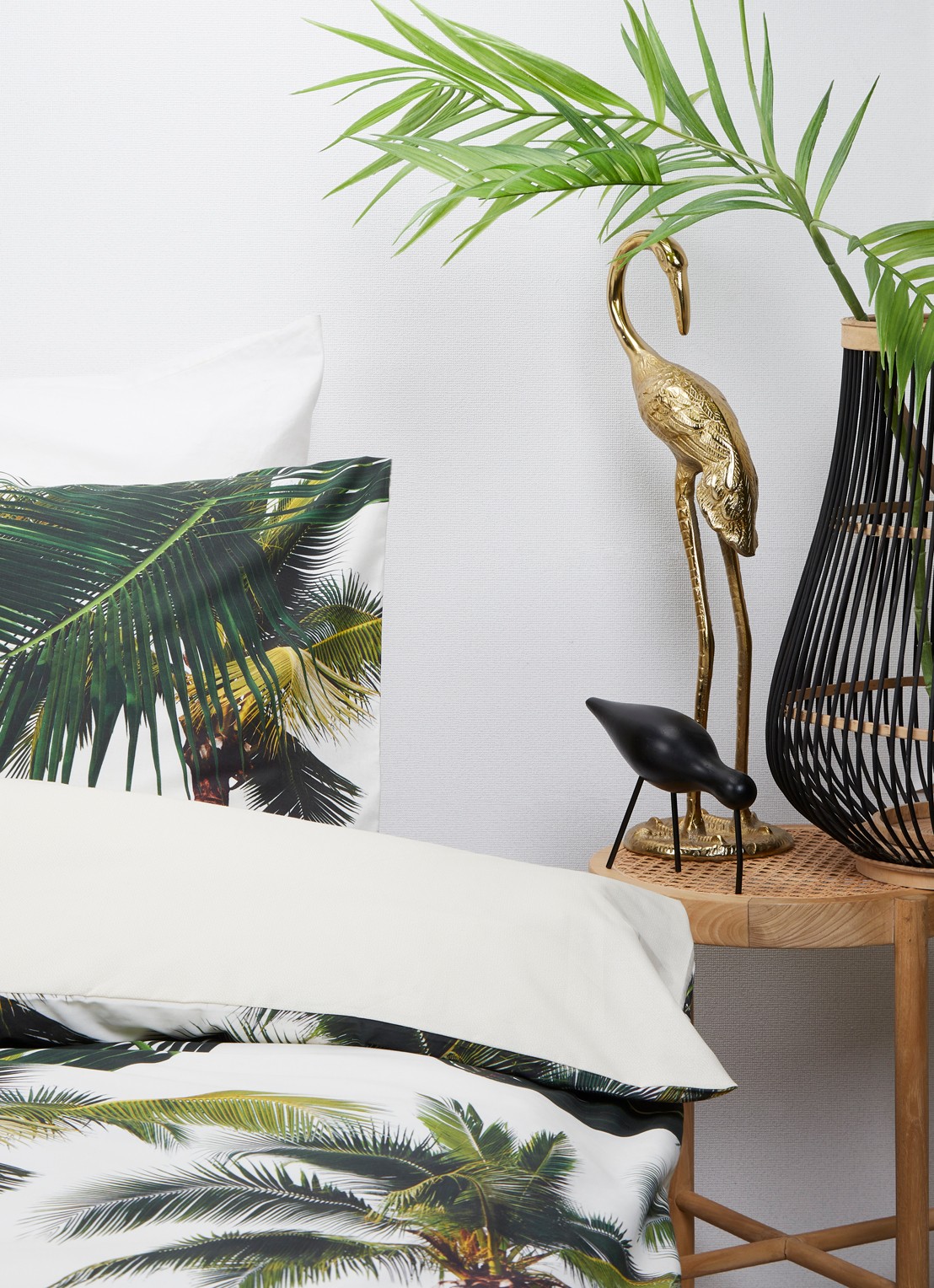 Snurk Palm Beach  katoenen dekbedovertrekset 160TC - inclusief kussenslopen - voorkant 2 wit
