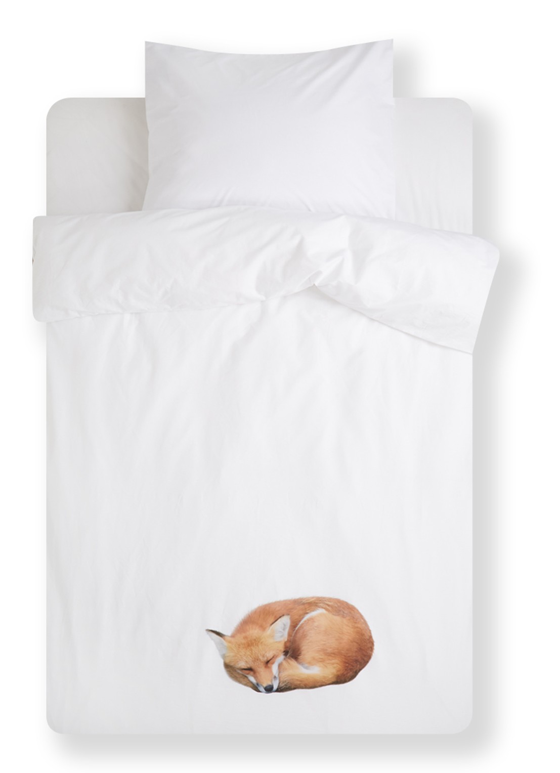 Snurk Sleeping Fox dekbedovertrekset van  katoen perkal 160TC - inclusief kussenslopen - voorkant 2 wit
