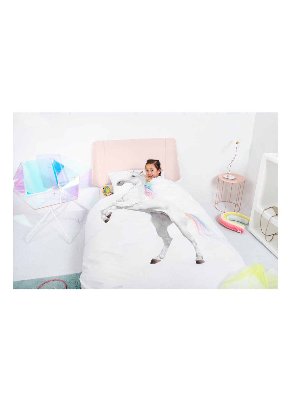 Snurk Unicorn katoenen kinderdekbedovertrekset 160TC - inclusief kussenslopen - detail 4 wit
