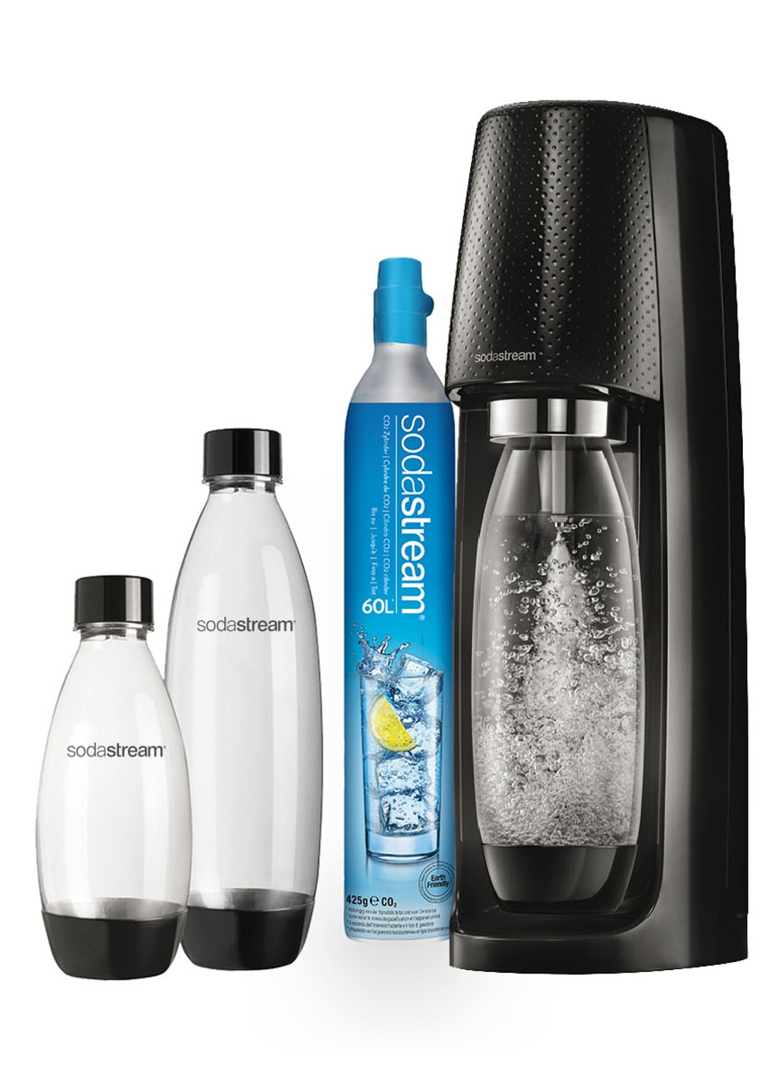 SodaStream Spirit bruiswatermaker megapack met 3 flessen en een Co2-cilinder - voorkant 6 zwart