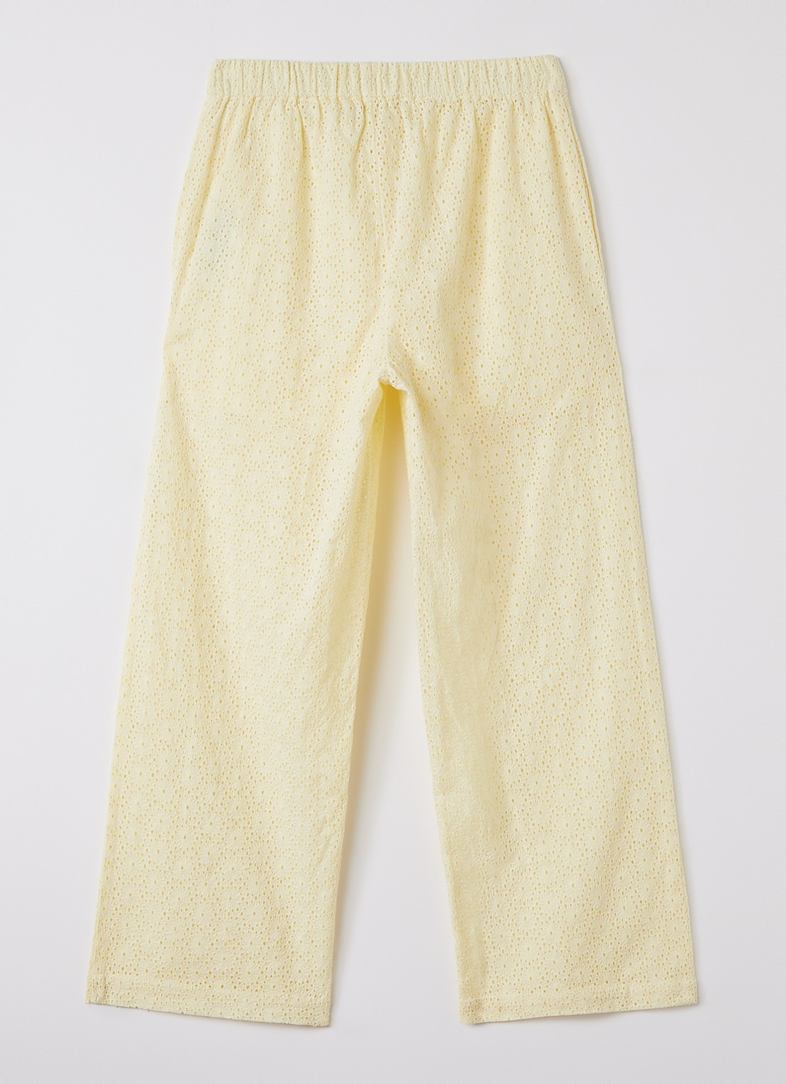 Sofie Schnoor Abigail straight fit broek met borduring  - voorkant 2 geel