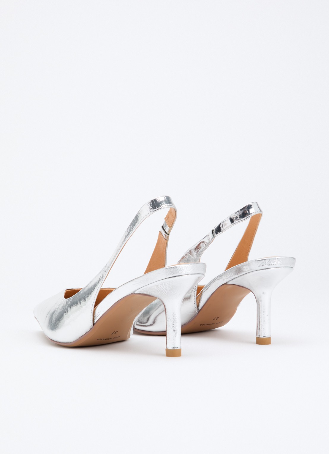 Sofie Schnoor Adelesw slingback van leer met metallic finish - achterkant 2 zilver