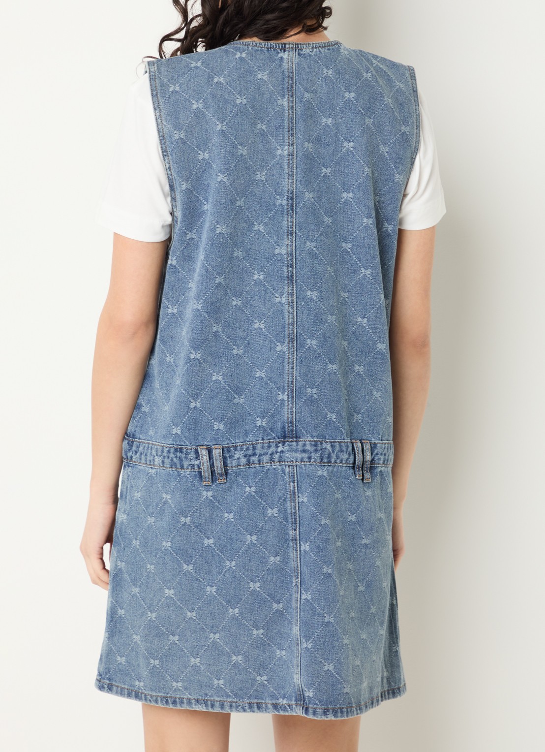 Sofie Schnoor Albertine mini denim jurk met ruitdessin - achterkant 4 indigo