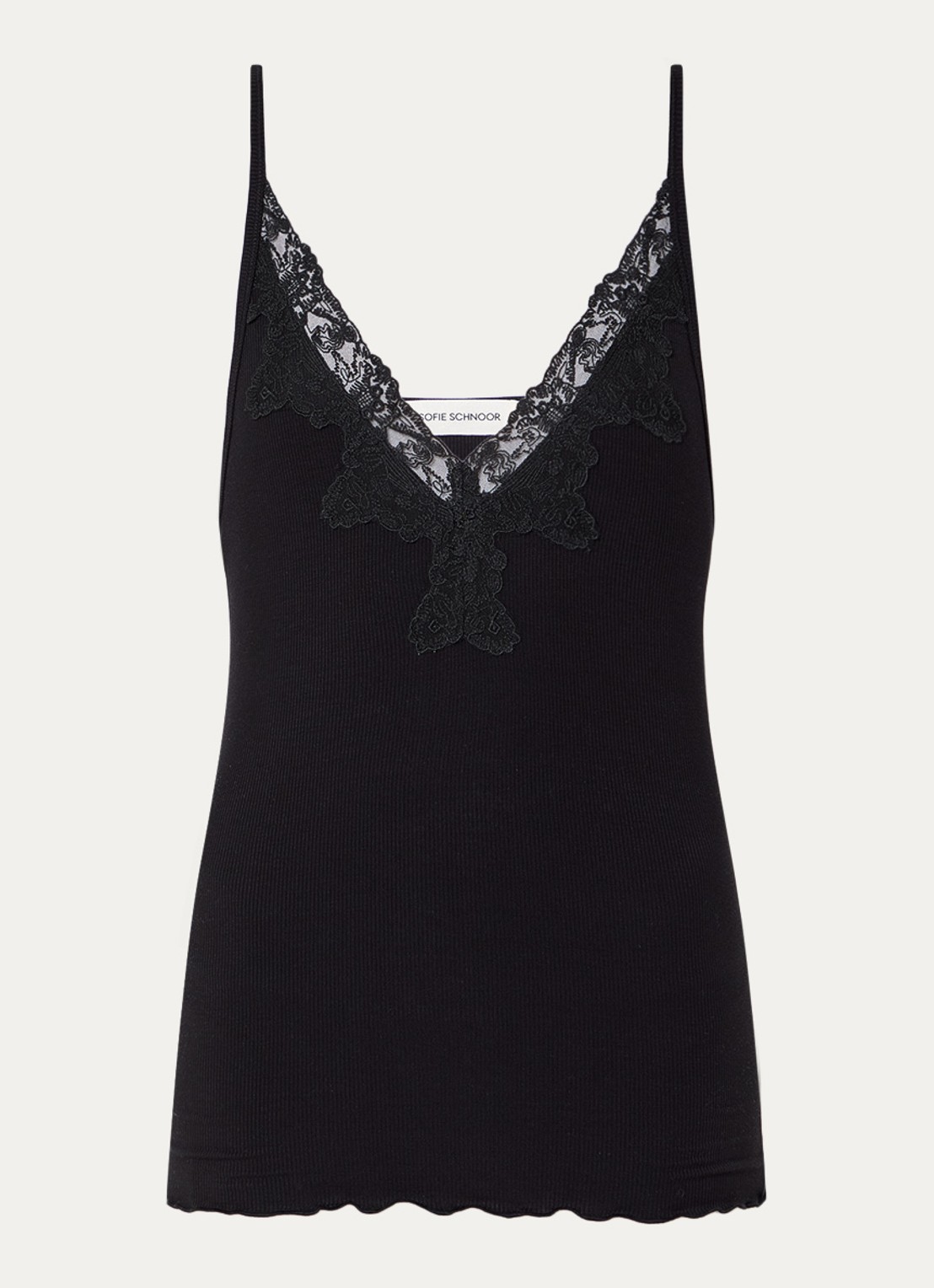 Sofie Schnoor Ayoo tanktop met kant - voorkant 2 zwart
