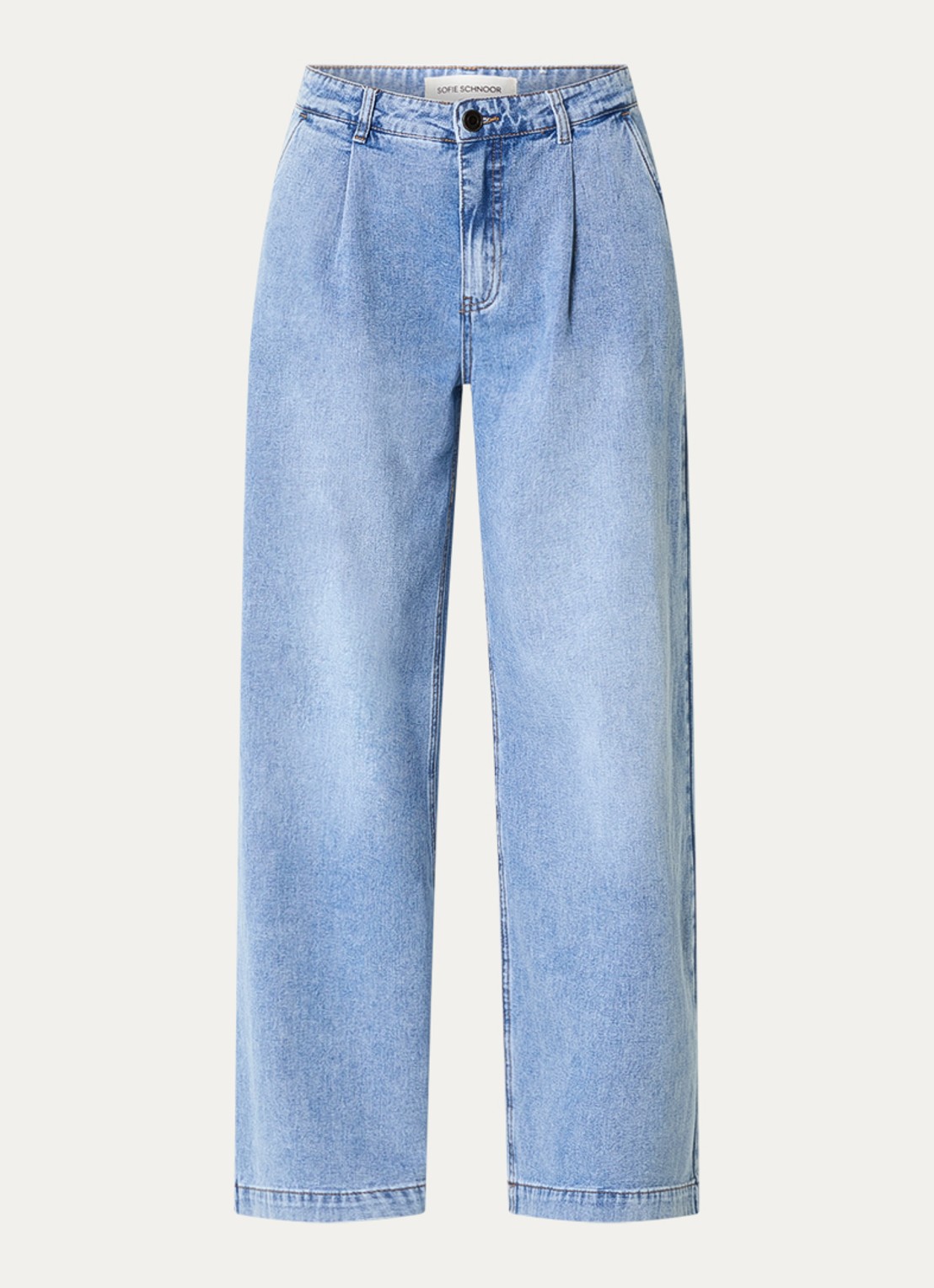 Sofie Schnoor Bilbaosw low waist wide leg jeans met medium wassing - voorkant 3 indigo