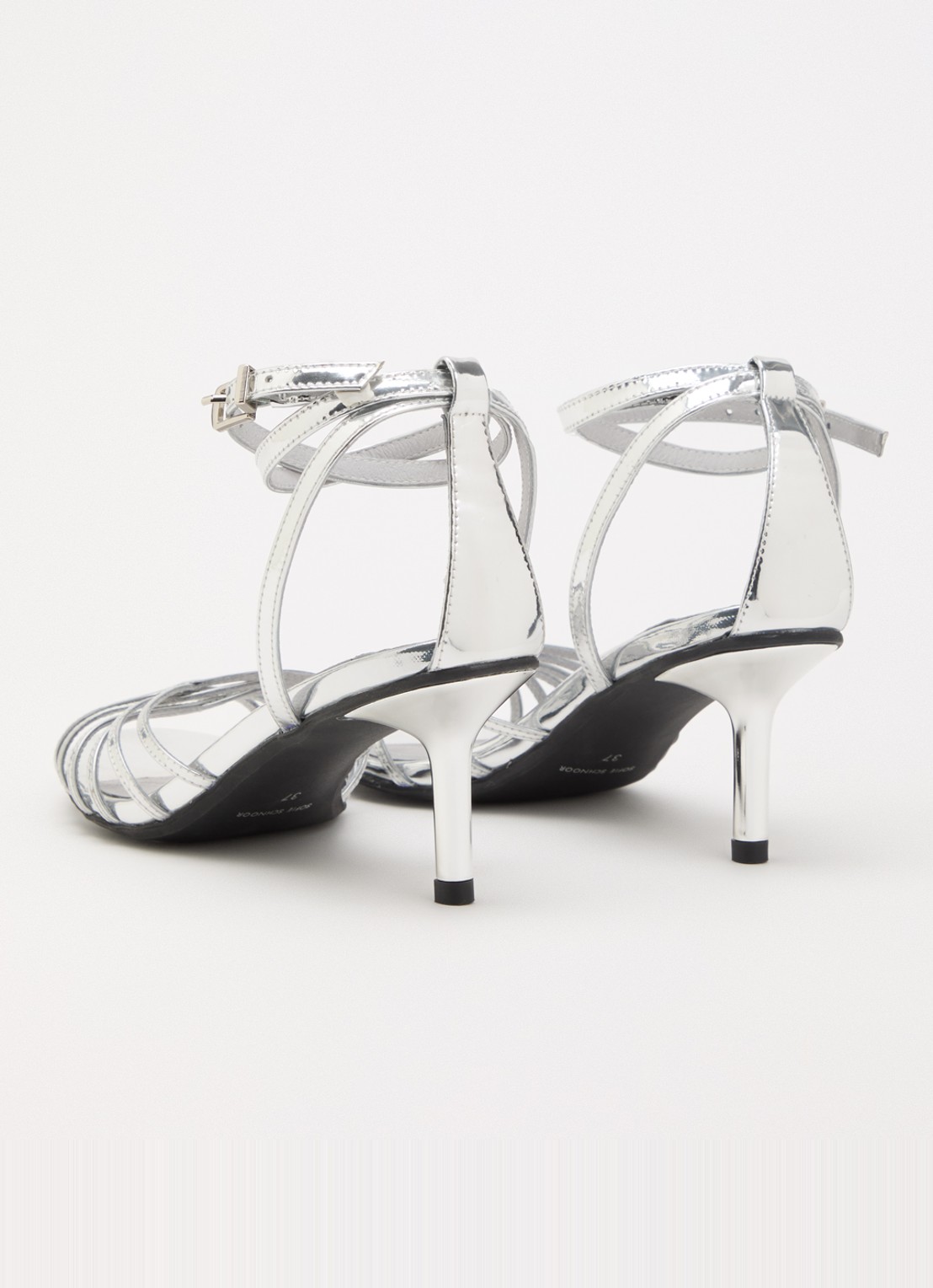 Sofie Schnoor Cecesw sandalette van leer met metallic finish - achterkant 4 zilver