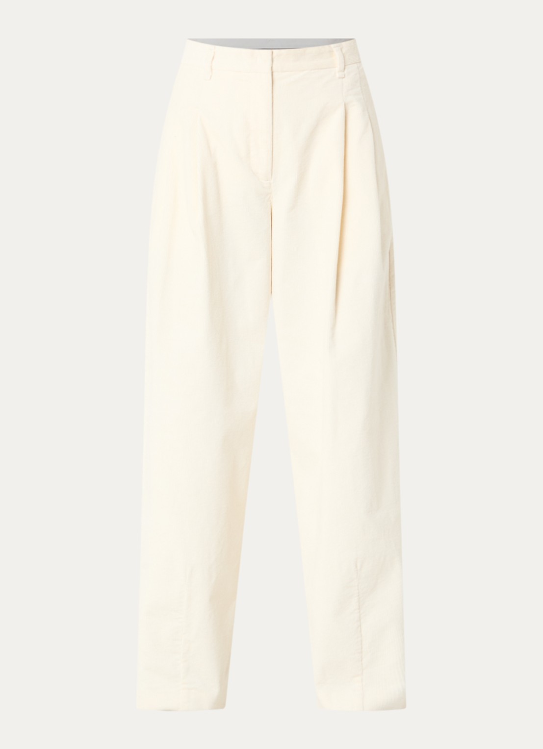 Sofie Schnoor Corlie high waist loose fit broek van corduroy - voorkant 3 gebroken wit