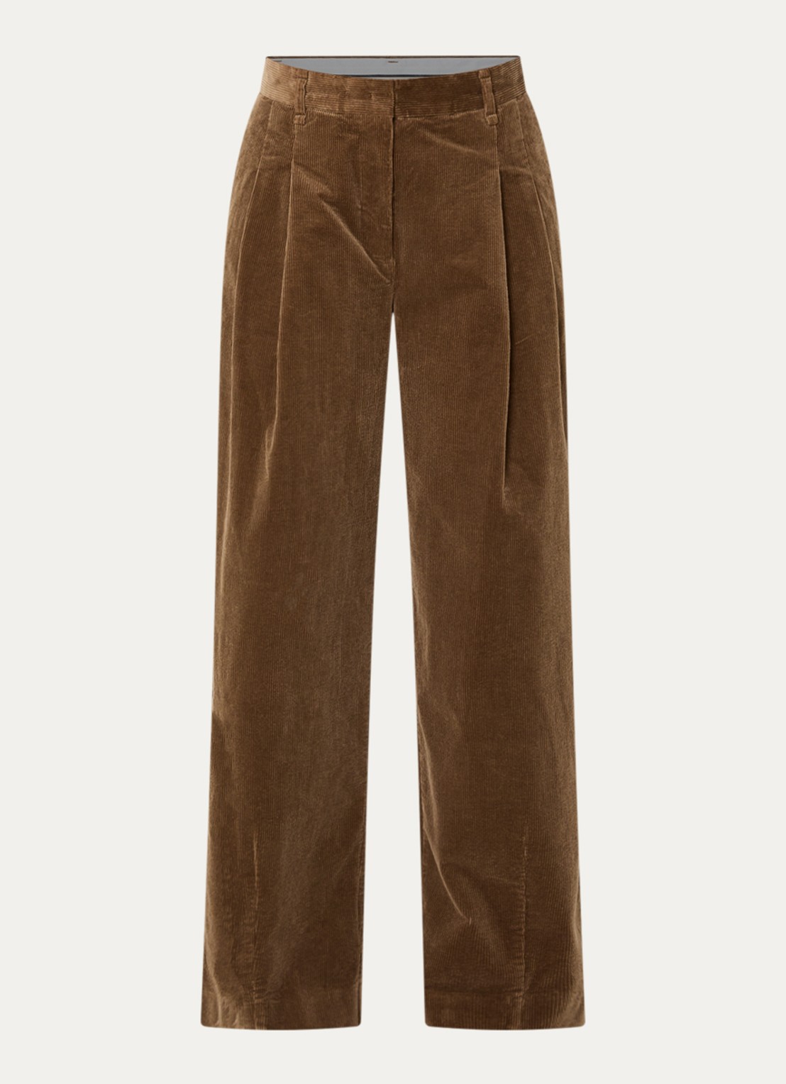 Sofie Schnoor Corlie high waist loose fit broek van corduroy - voorkant bruin