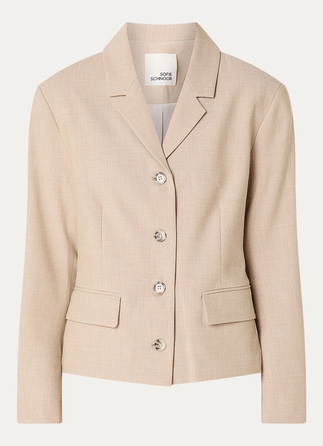 Sofie Schnoor Ellysw blazer met schoudervulling en klepzakken - voorkant beige