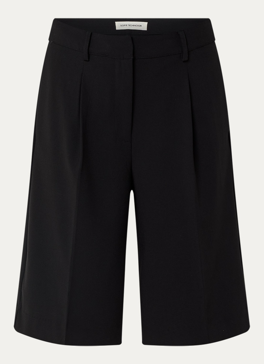 Sofie Schnoor Elsa high waist wide fit korte broek met steekzakken - voorkant zwart
