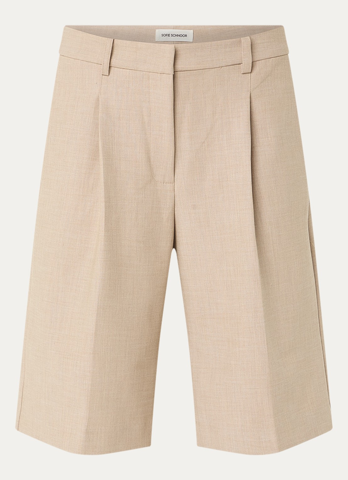 Sofie Schnoor Elsysw high waist wide fit korte broek met steekzakken - voorkant 2 beige