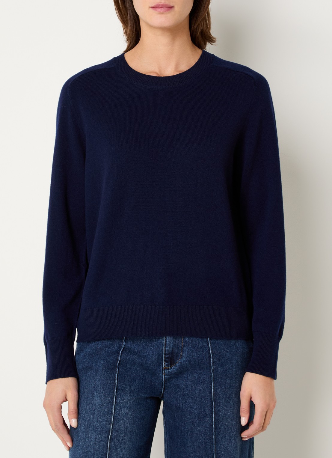 Sofie Schnoor Fijngebreide pullover met gemêleerd dessin - detail donkerblauw