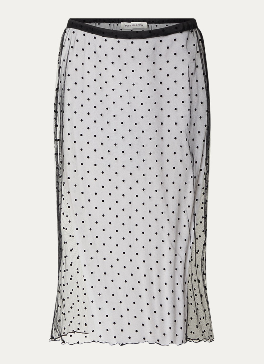 Sofie Schnoor France semi-transparante midi rok met stippenprint - voorkant 3 zwart
