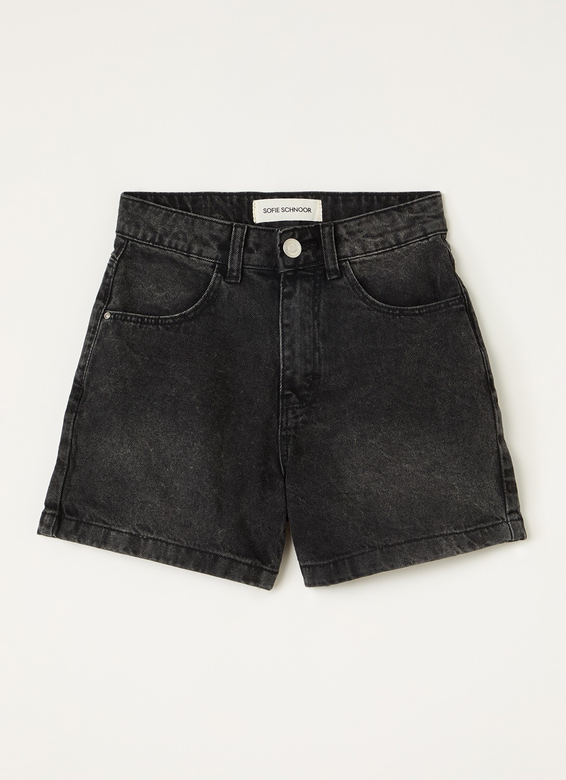 Sofie Schnoor Gabrielle wide fit korte broek van denim - voorkant zwart