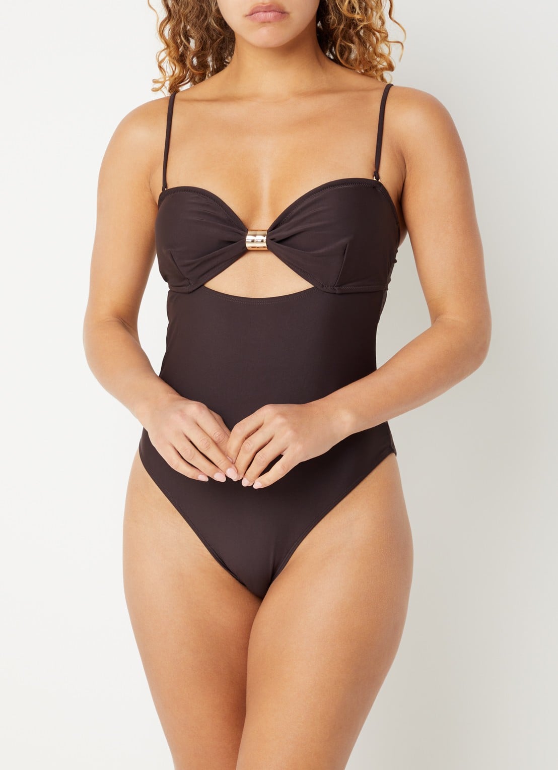 Sofie Schnoor Galiasw badpak met cut-out detail - voorkant 3 donkerbruin