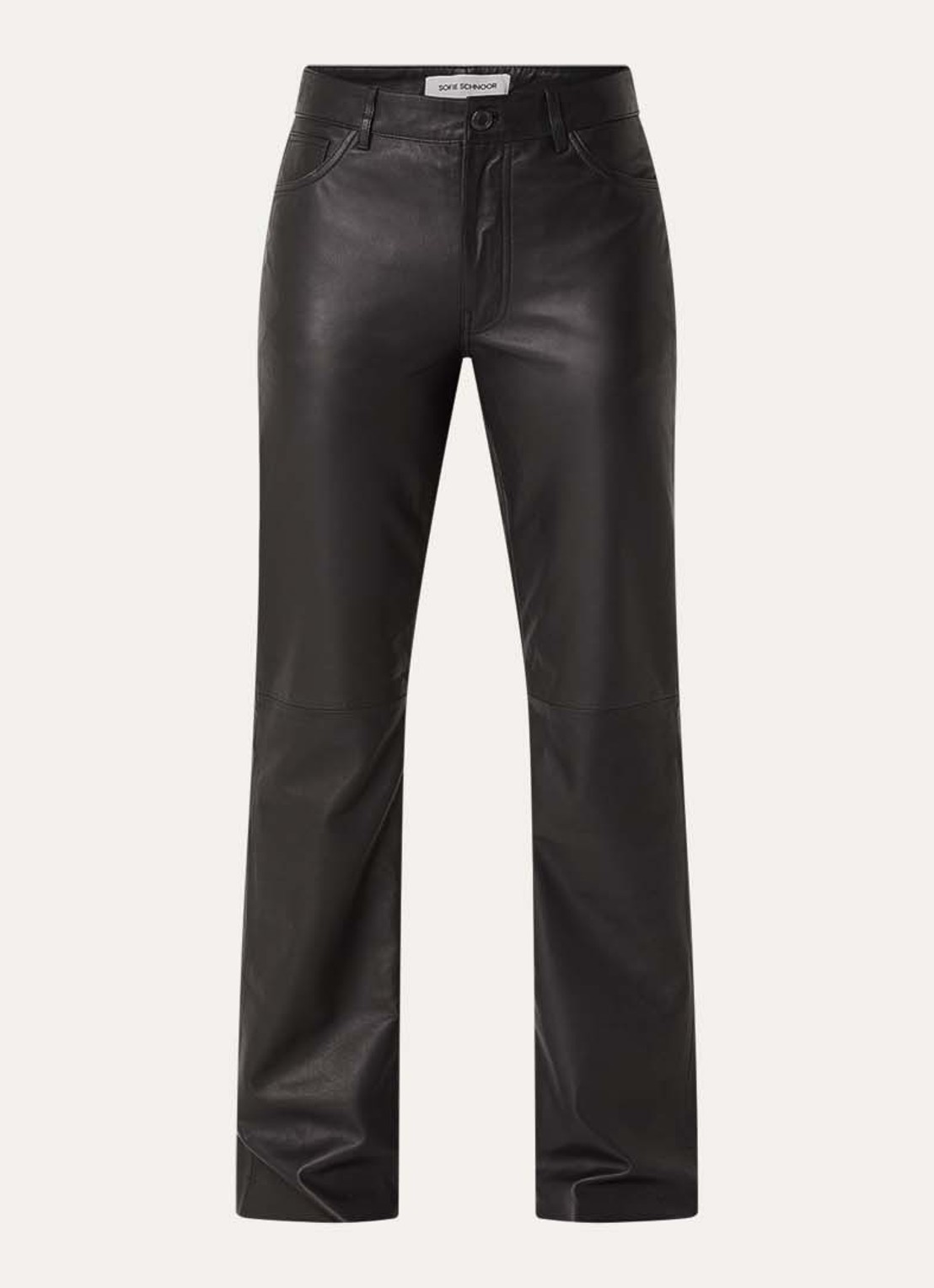 Sofie Schnoor Gatti high waist flared fit broek van imitatieleer - voorkant 2 zwart
