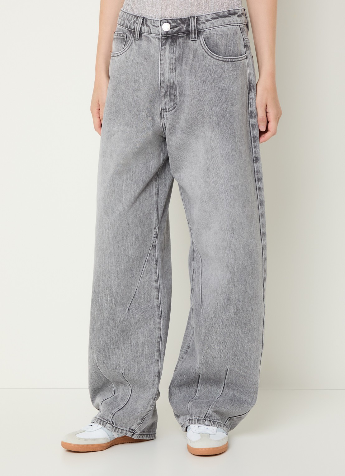 Sofie Schnoor Havana high waist wide leg jeans met steekzakken - detail 4 grijs