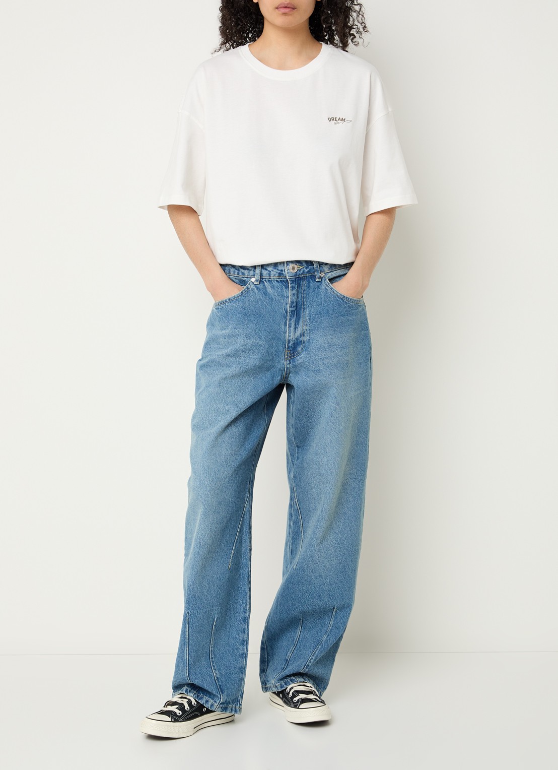 Sofie Schnoor Havana high waist wide leg jeans met steekzakken - voorkant 3 indigo