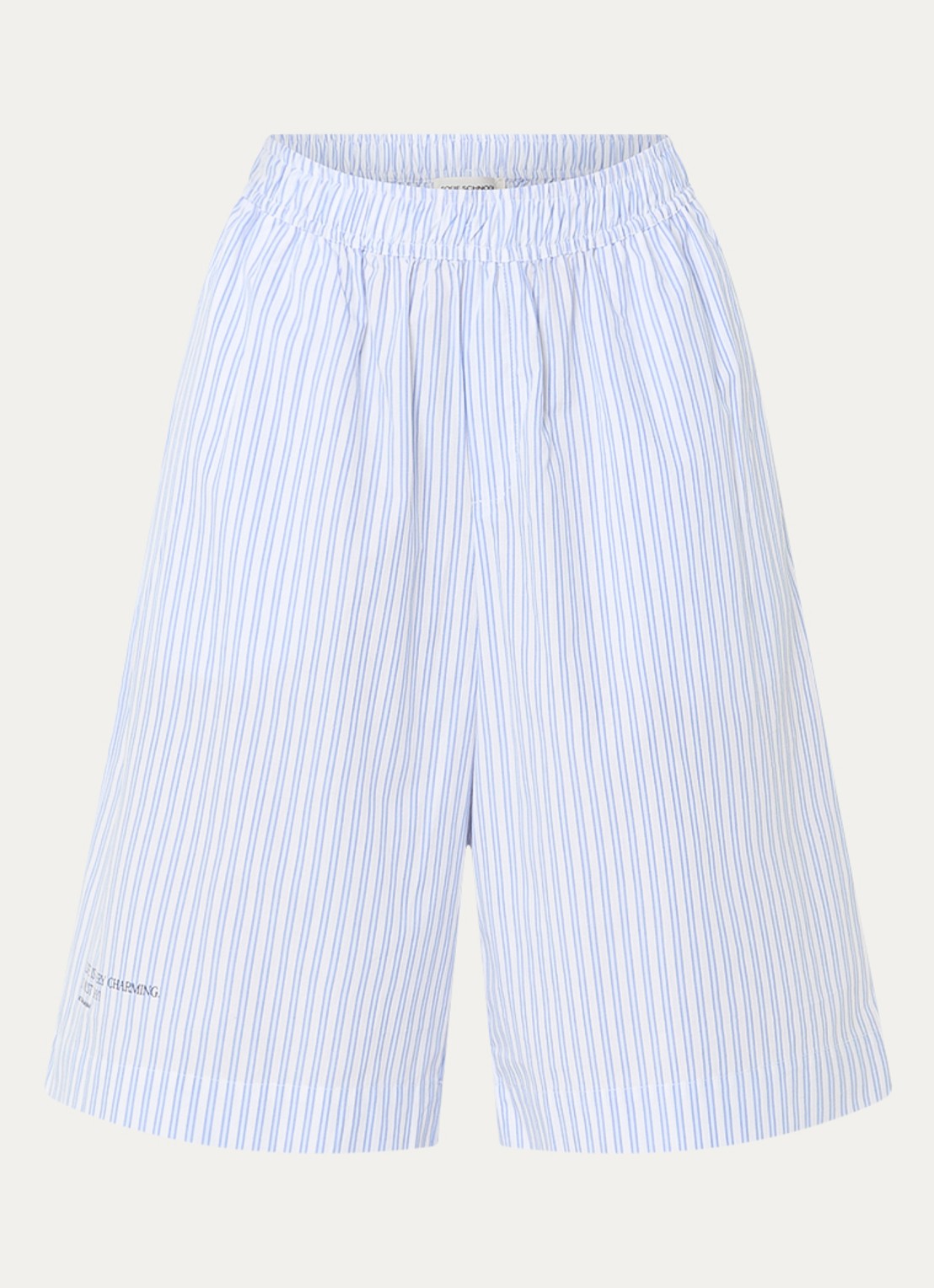 Sofie Schnoor High waist wide fit korte broek met streepprint - voorkant staalblauw