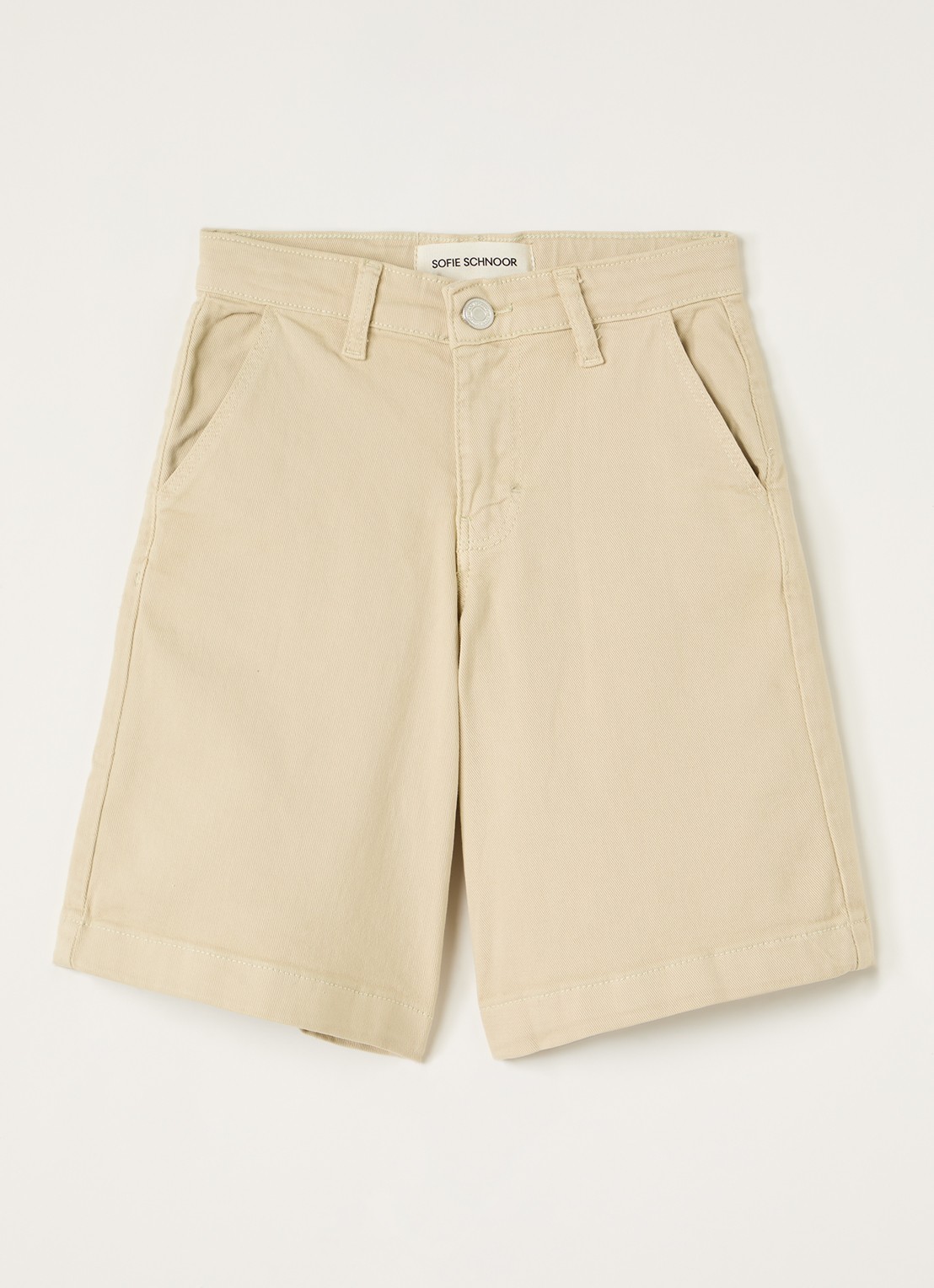 Sofie Schnoor Ivonne straight fit korte broek van denim - voorkant beige