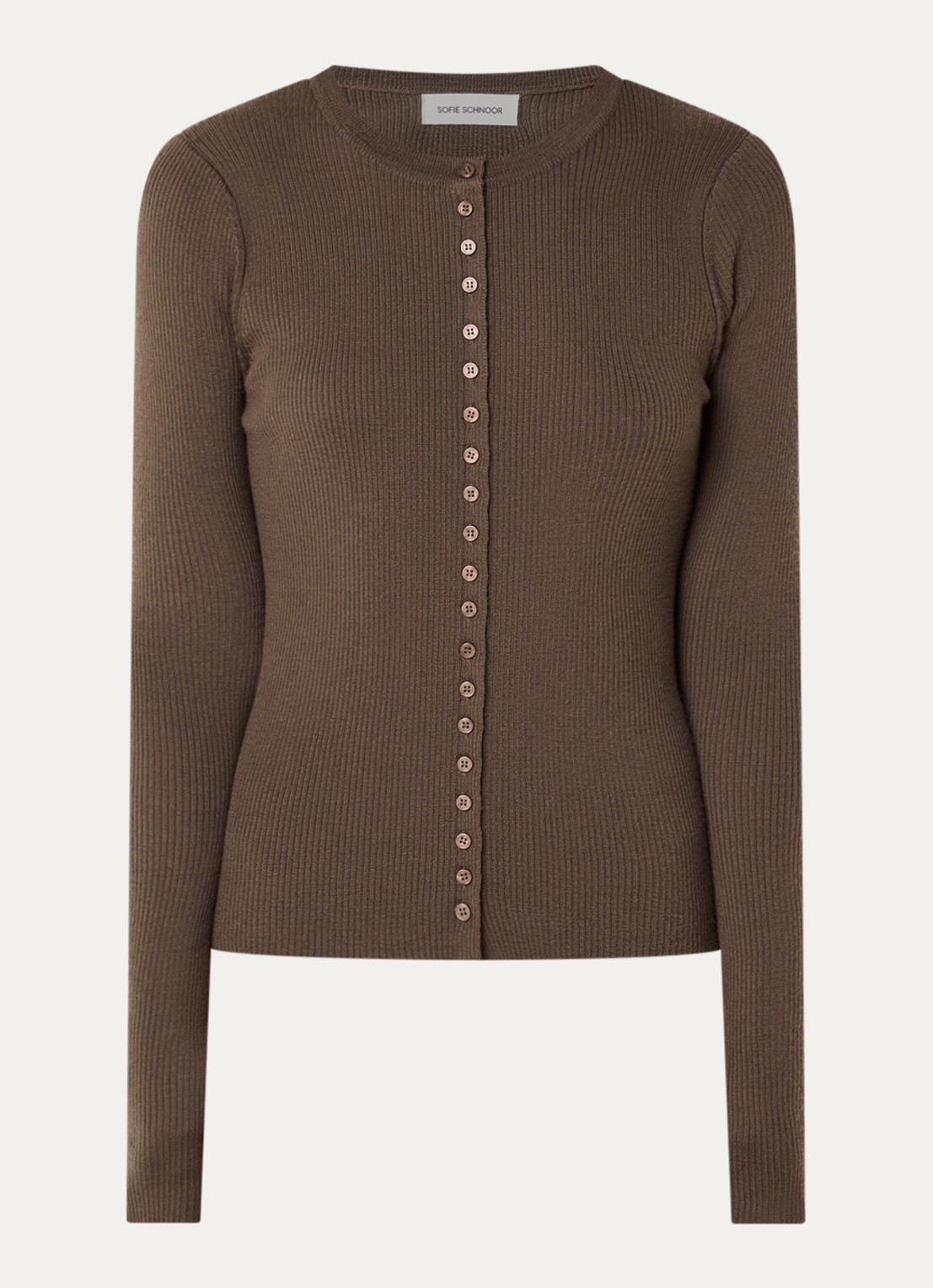 Sofie Schnoor Jules ribgebreid vest - voorkant bruin