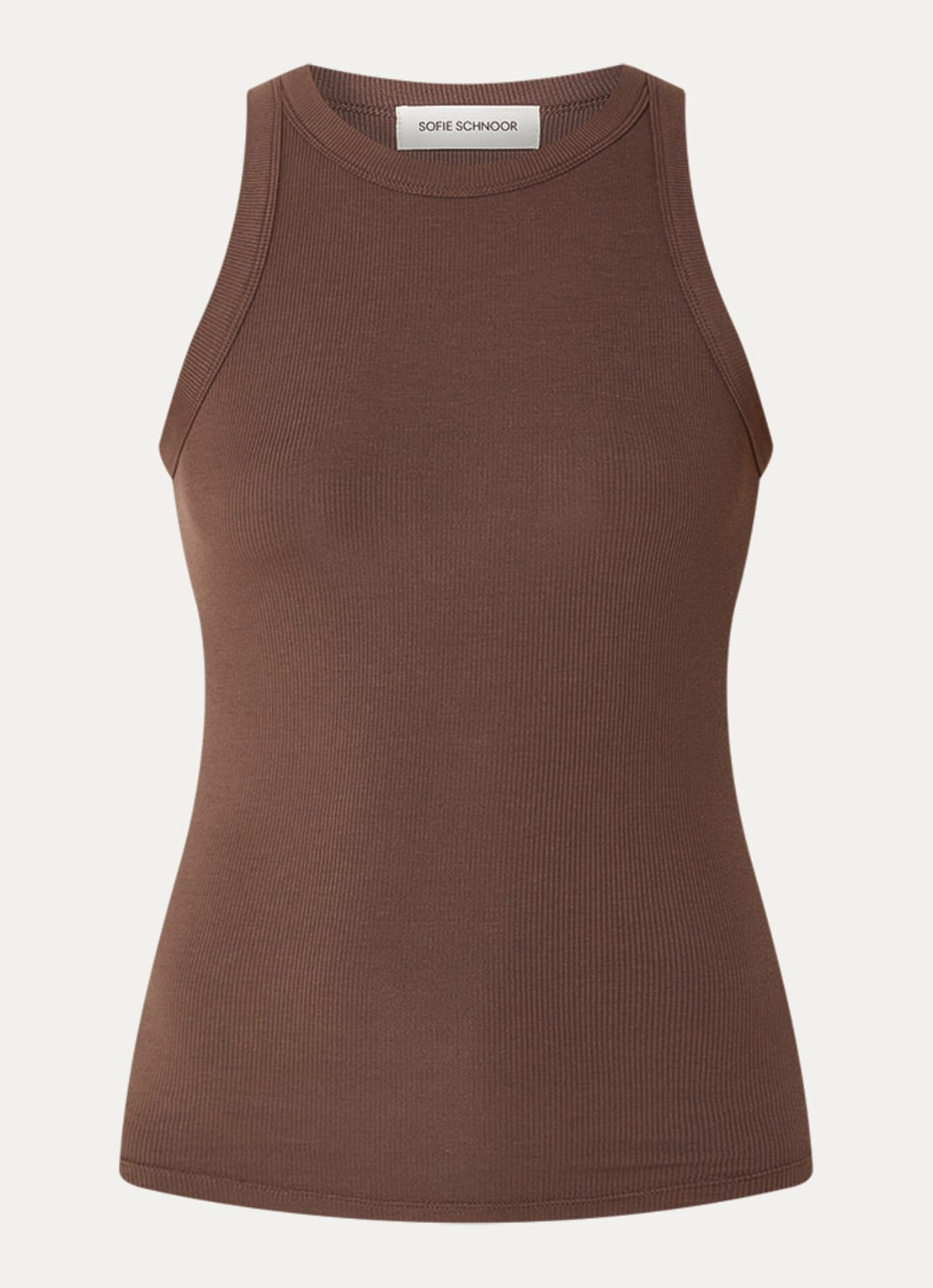 Sofie Schnoor Julliesw tanktop met ribstructuur - voorkant hazelnootbruin