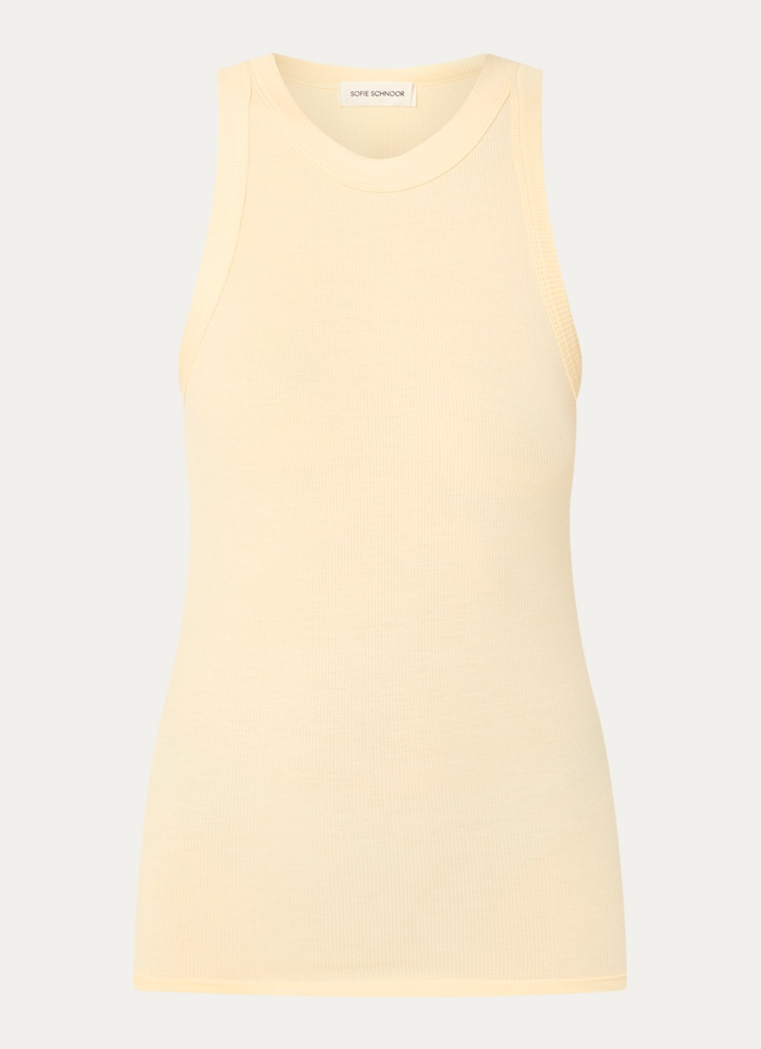 Sofie Schnoor Julliesw tanktop met ribstructuur - voorkant vanillegeel