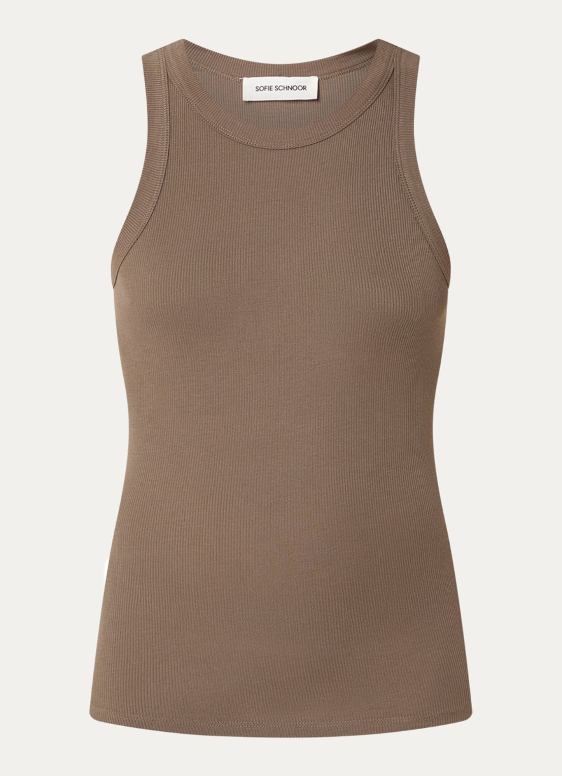 Sofie Schnoor Julliesw tanktop met ribstructuur - voorkant 3 bronsgroen