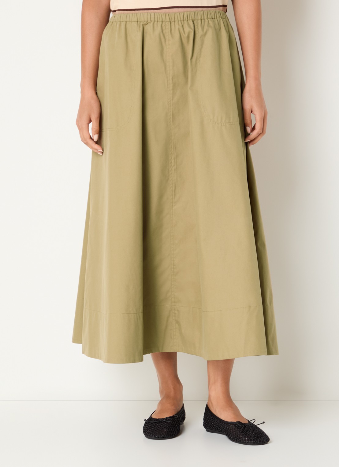 Sofie Schnoor Juneau A-lijn maxi rok - detail khaki