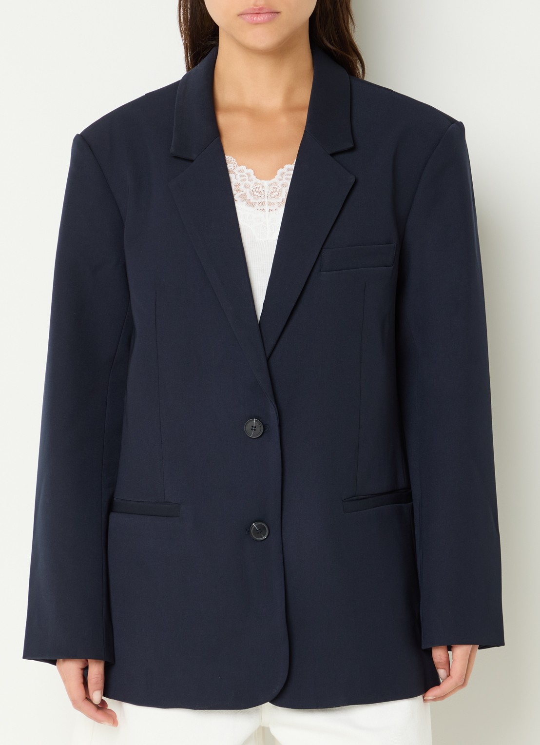 Sofie Schnoor Kais oversized blazer met schoudervulling - detail donkerblauw