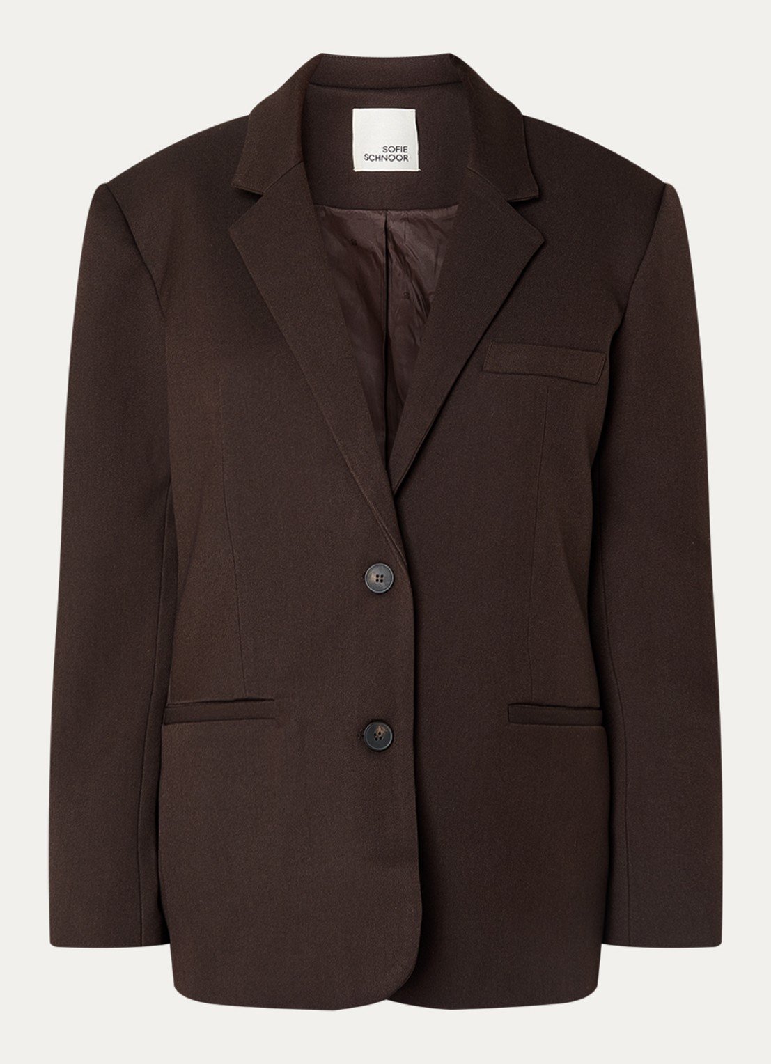 Sofie Schnoor Kais oversized blazer met schoudervulling - voorkant 2 donkerbruin