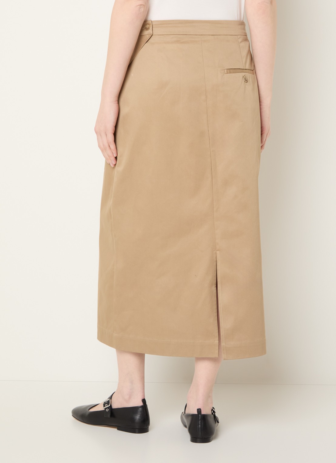 Sofie Schnoor Katrine midi wikkelrok met split - achterkant camel