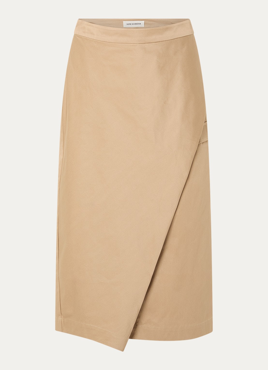 Sofie Schnoor Katrine midi wikkelrok met split - voorkant 2 camel