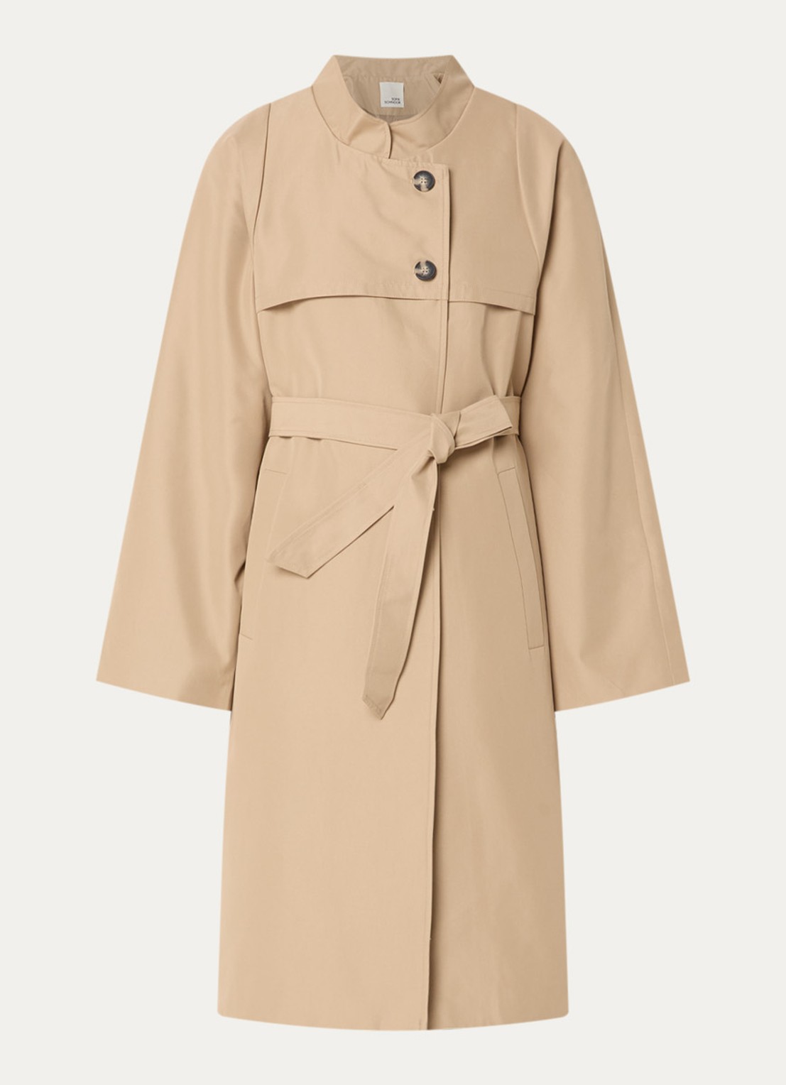 Sofie Schnoor Lizzy a-lijn trenchcoat met steekzakken met ceintuur - voorkant 3 camel
