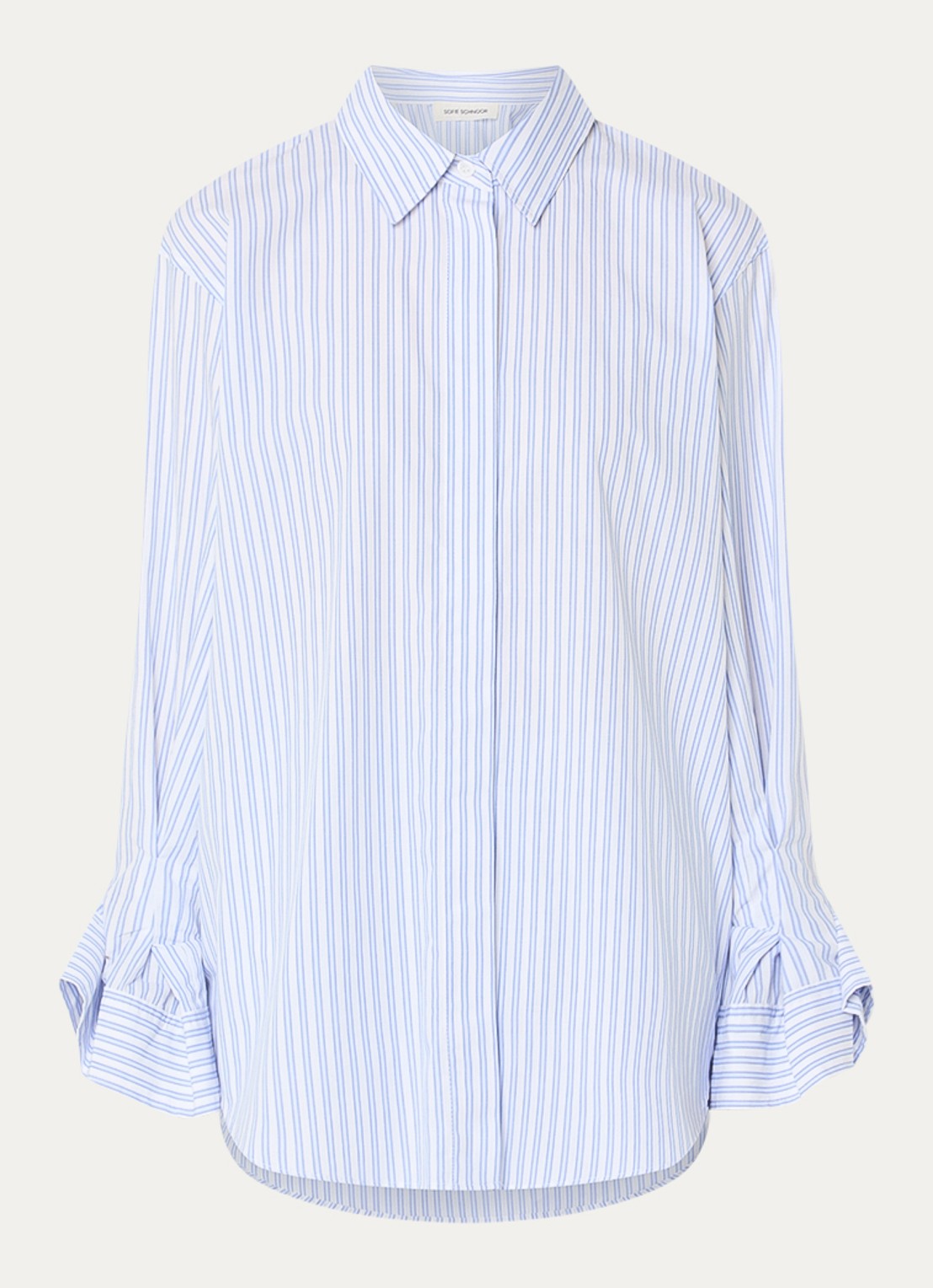 Sofie Schnoor Longline blouse met streepprint - voorkant staalblauw