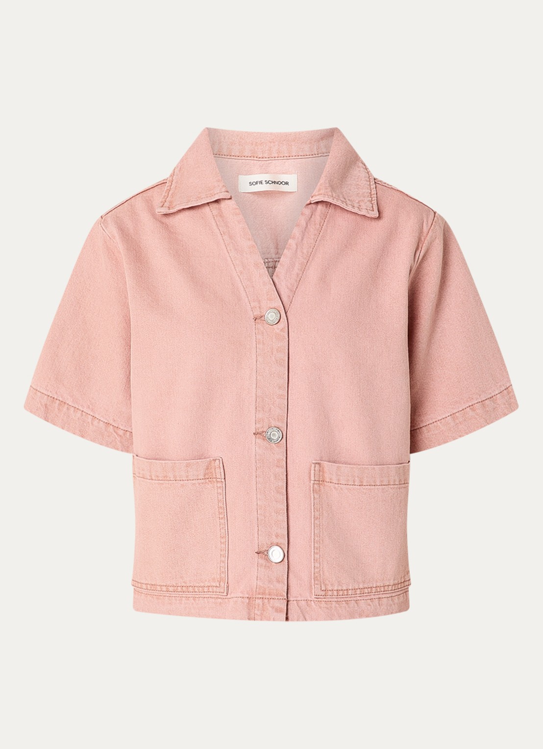 Sofie Schnoor Manja blouse van denim met opgestikte zakken - voorkant roze