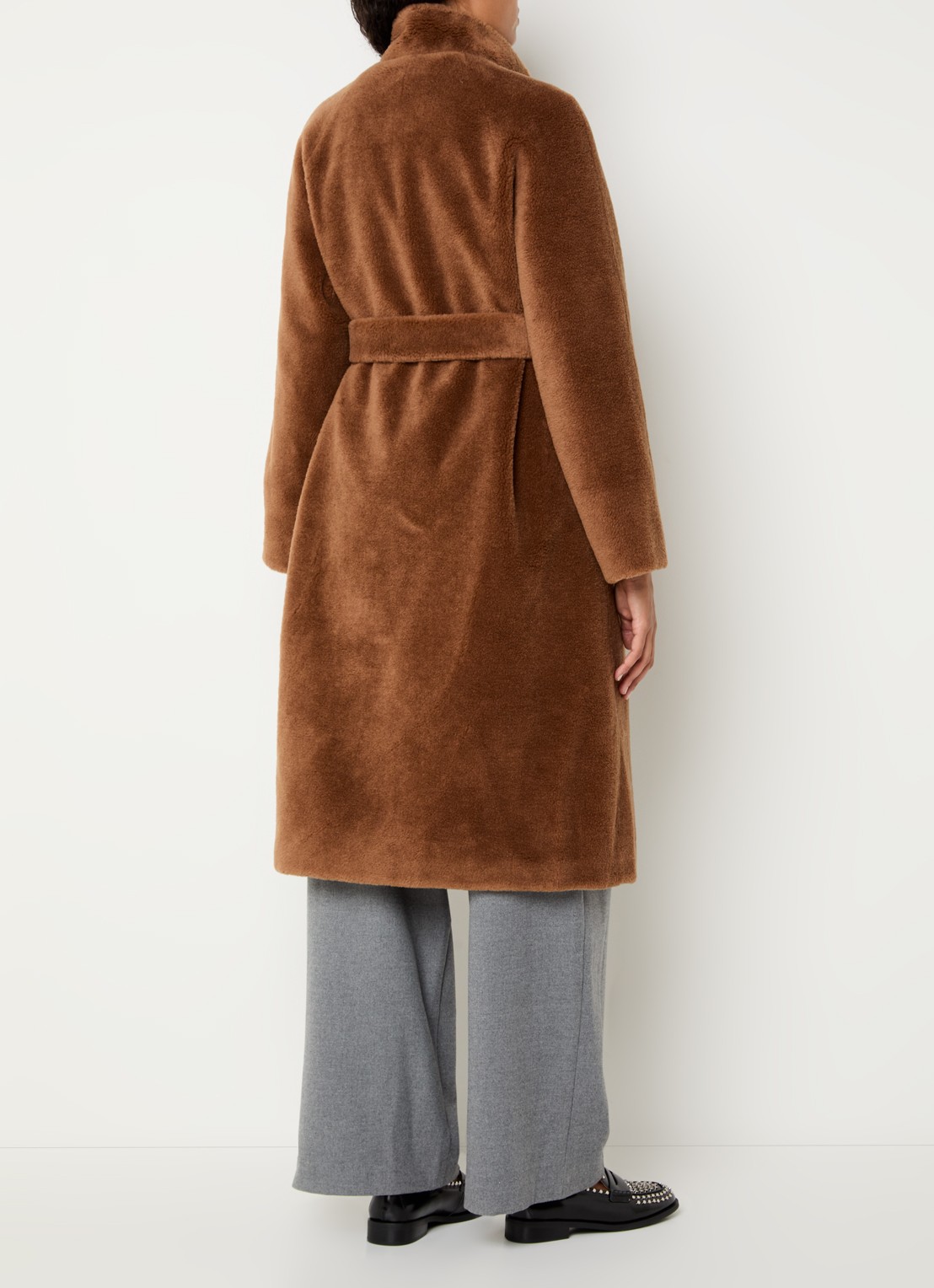 Sofie Schnoor Margit mantel van wol met asymmetrisch detail - achterkant bruin