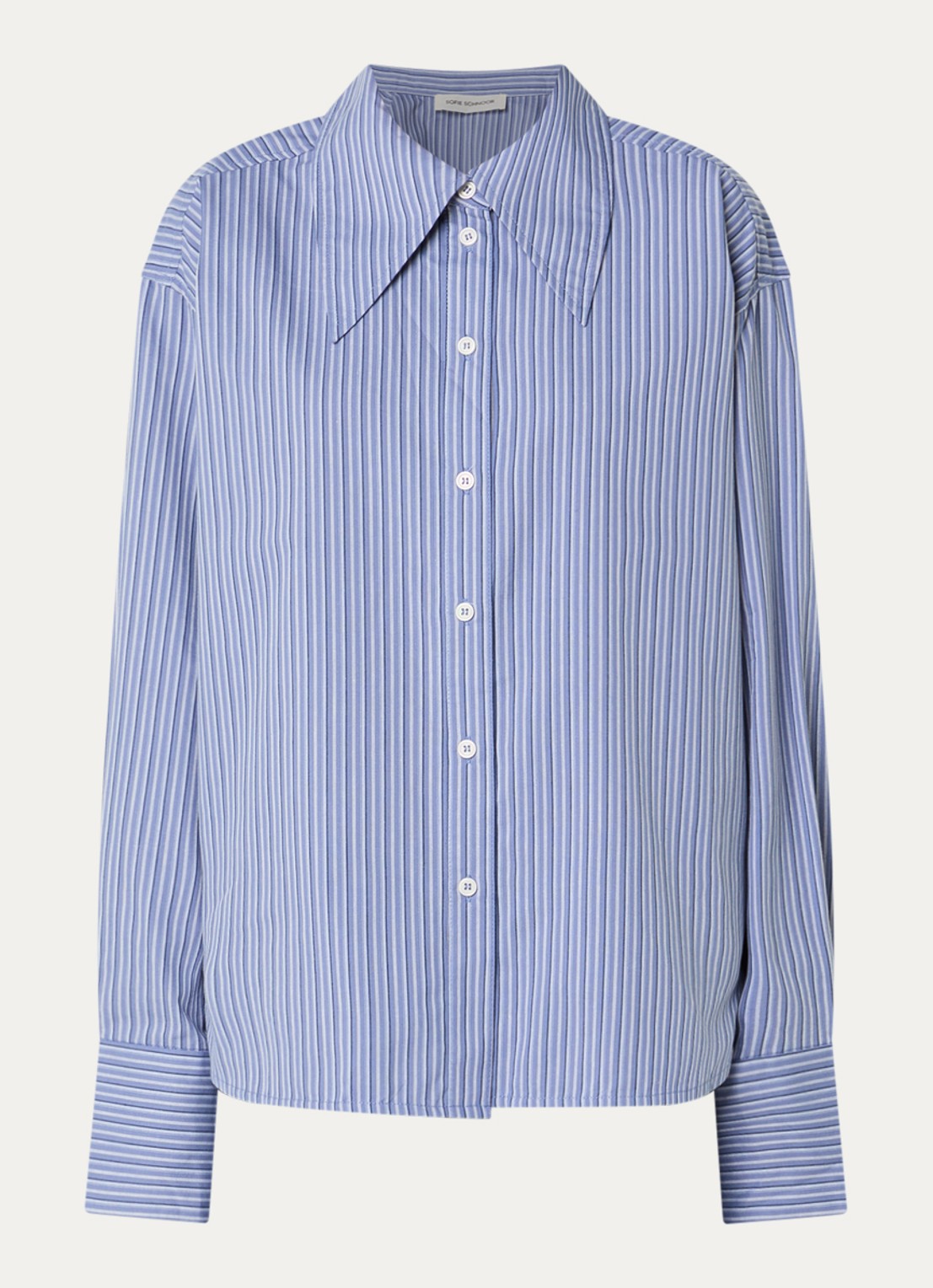 Sofie Schnoor Mashasw blouse met streepprint - voorkant 3 staalblauw