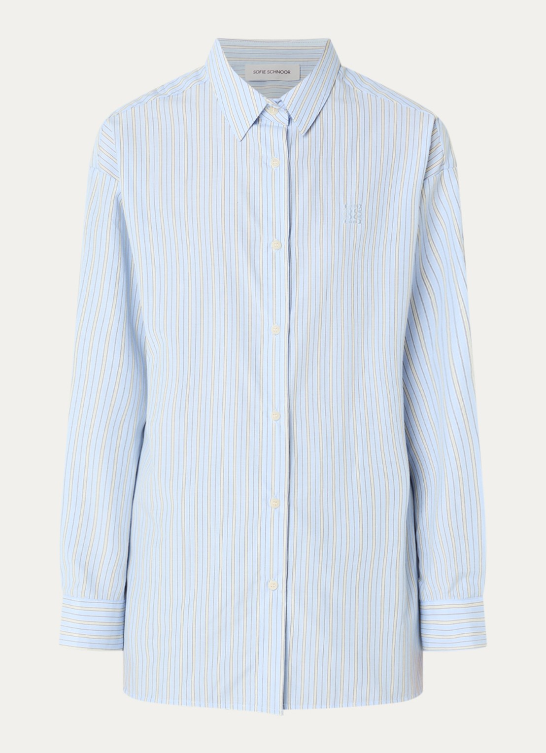 Sofie Schnoor Mercy oversized blouse met streepprint - voorkant 3 lichtblauw