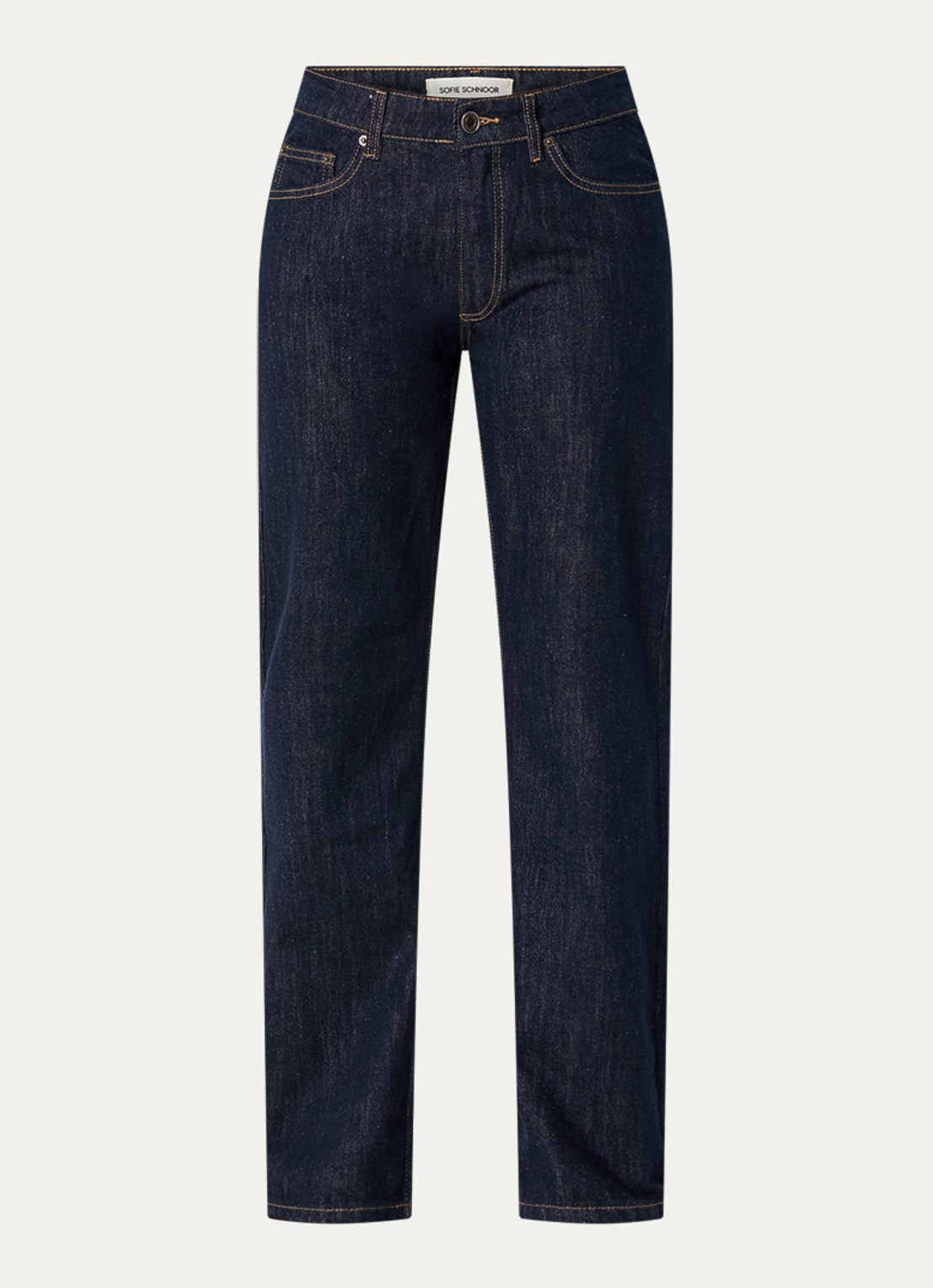 Sofie Schnoor Milanosw high waist straight leg jeans met donkere wassing - voorkant 4 indigo