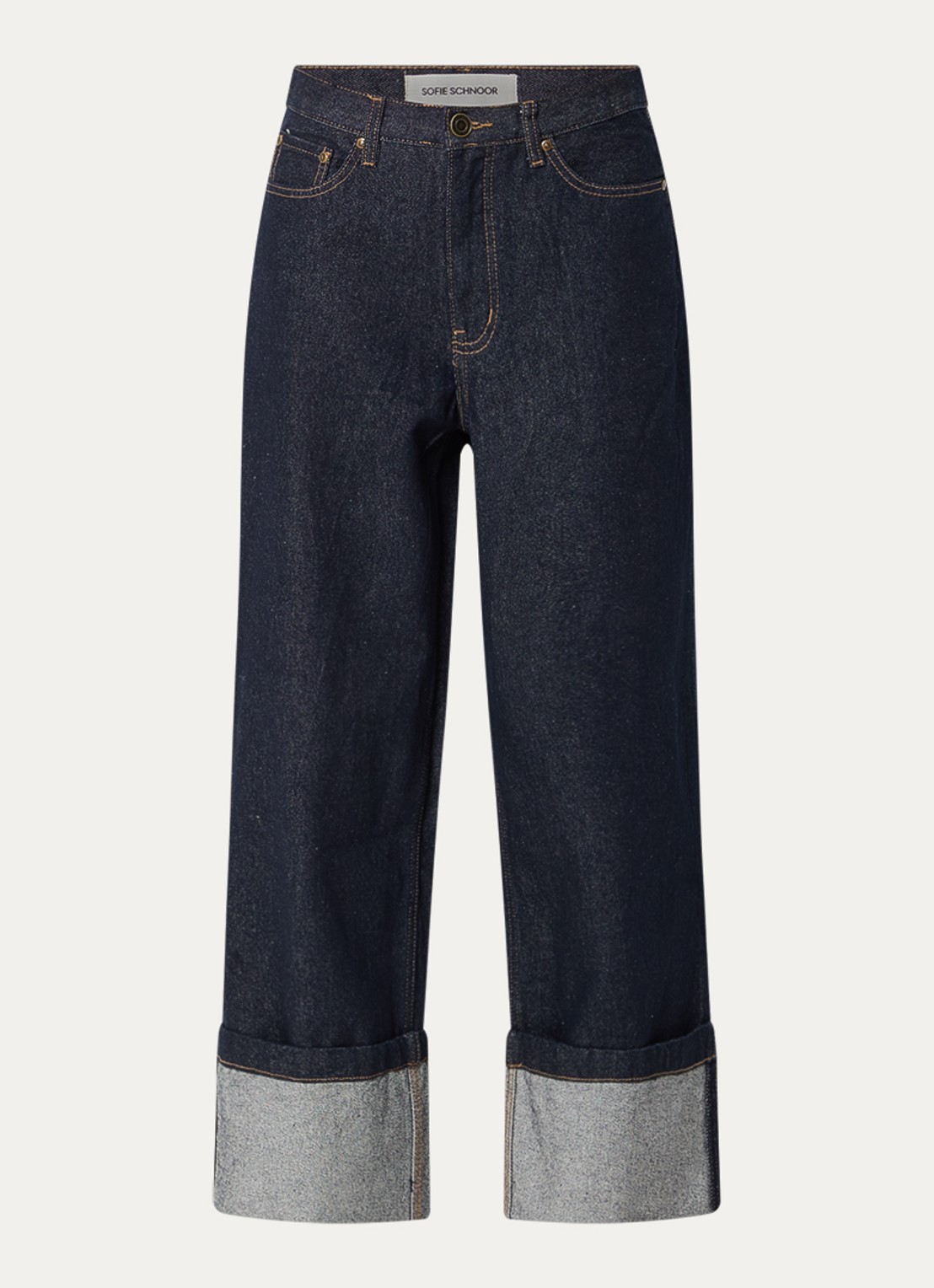 Sofie Schnoor Misha high waist wide leg jeans met donkere wassing - voorkant 2 indigo