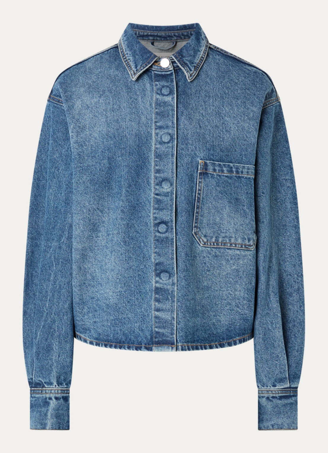 Sofie Schnoor Nashima overshirt van denim met borstzak - voorkant 3 indigo