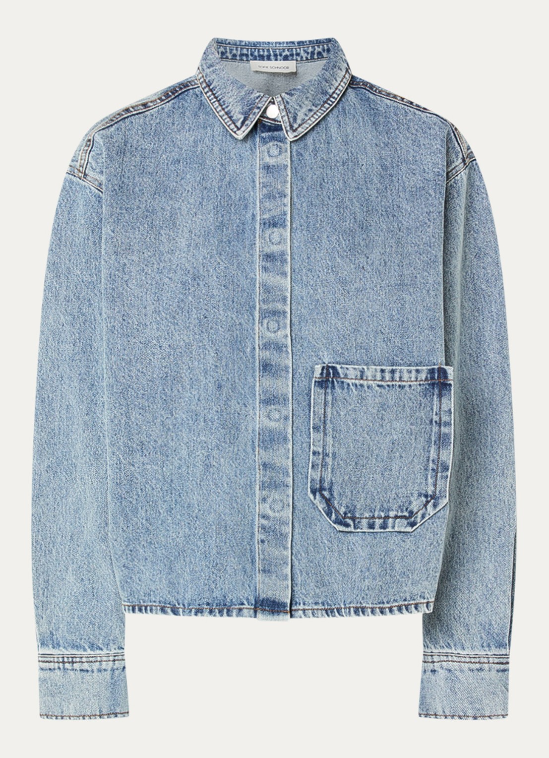 Sofie Schnoor Nashsw blouse van denim met backprint - voorkant indigo