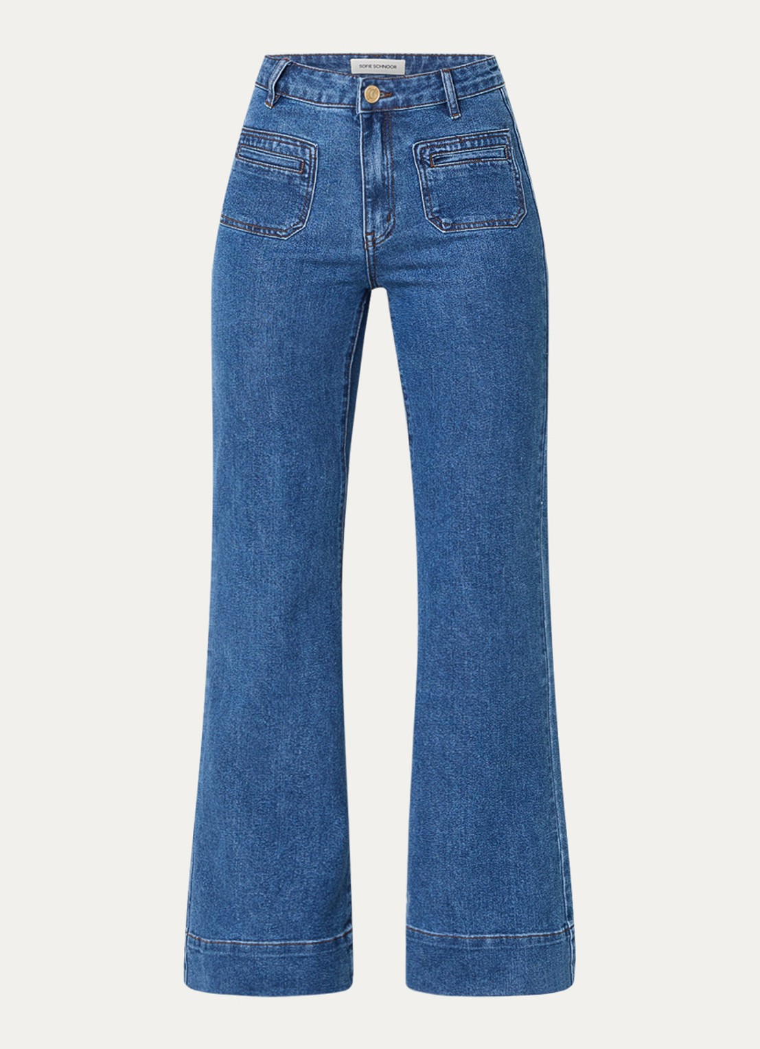 Sofie Schnoor Noelle high waist flared jeans met medium wassing - voorkant 2 indigo