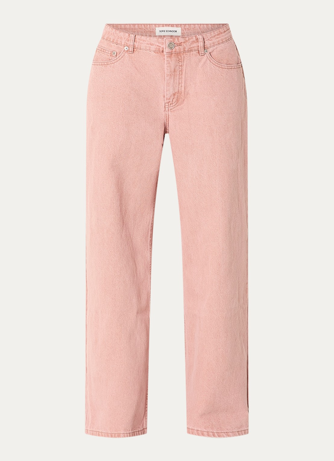 Sofie Schnoor Ozzi high waist wide leg jeans met gekleurde wassing - voorkant 2 roze
